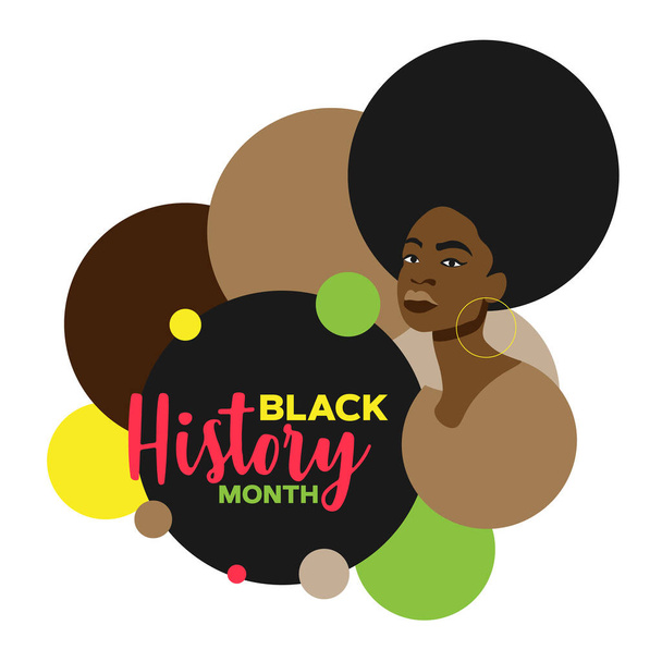 Beautiful african girl on poster, black history month, people of color, vector illustration - Wektor, obraz