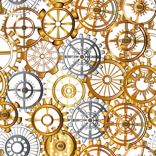 Seamless pattern with gears in the style of steampunk. Vector illustration. - Vector, Image