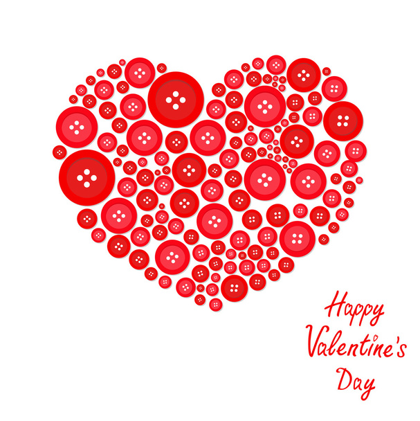 Red heart made from buttons - Vector, imagen
