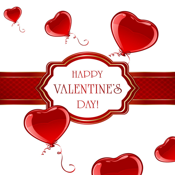 Valentines card with balloons - Vector, imagen