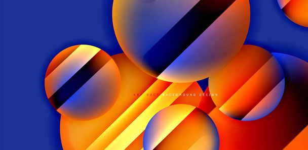 Colorful shiny and glossy circles abstract composition with light and shadow effects, geometric vector abstract background - Vector, Image