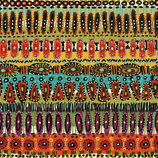Hand getrokken bonte tribal naadloze patroon - Vector, afbeelding