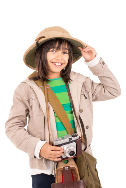 Girl with a camera playing Safari - Photo, Image