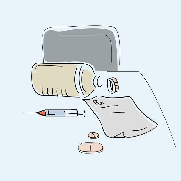 Health and medical concept with doctor's kit. - Vector, Image