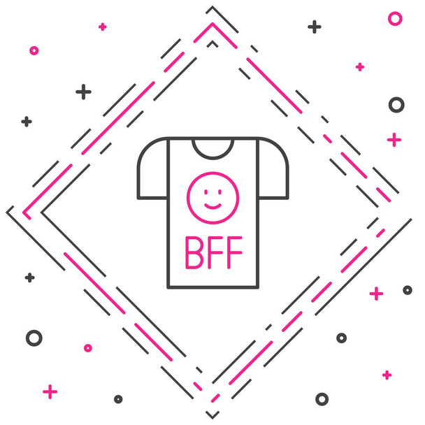 Line BFF or best friends forever icon isolated on white background. Colorful outline concept. Vector. - Vector, Image