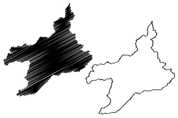 Taua gemeente (staat Ceara, gemeenten van Brazilië, Federale Republiek Brazilië) kaart vector illustratie, krabbel schets Tau kaart - Vector, afbeelding