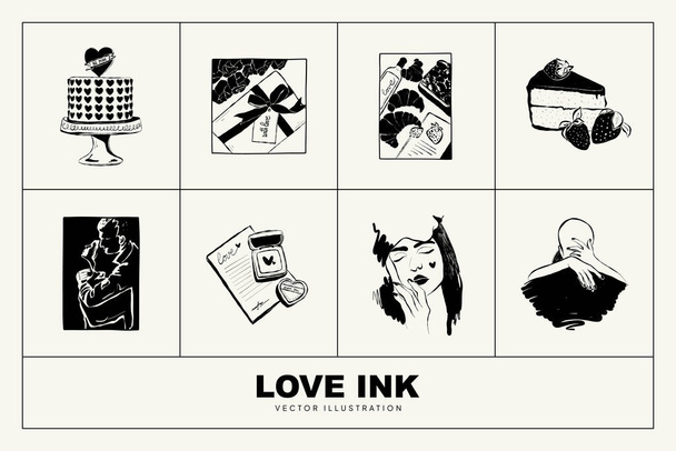 Saint Valentine's day hand drawn trendy vector illustration. Love card design. Cute doodle romantic. Romantic poster, greeting banner, trendy t-shirt print - Vektor, obrázek