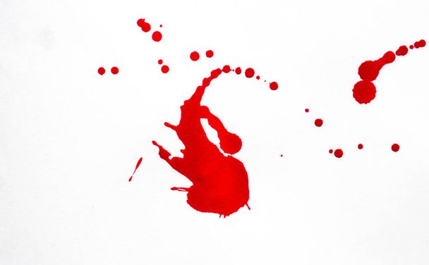 Blood splatters. Red blots of watercolor Realistic bloody splatters for Halloween Drop of blood concept - Foto, imagen