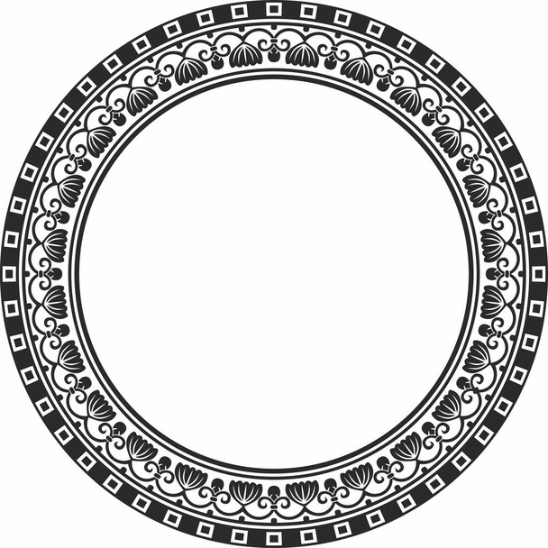 Vector black monochrome round ornament ring of ancient Greece. Classic pattern frame border Roman Empire - Wektor, obraz