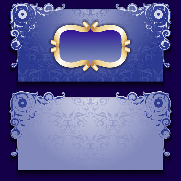 Vector blue invitation card with frame - Vektör, Görsel