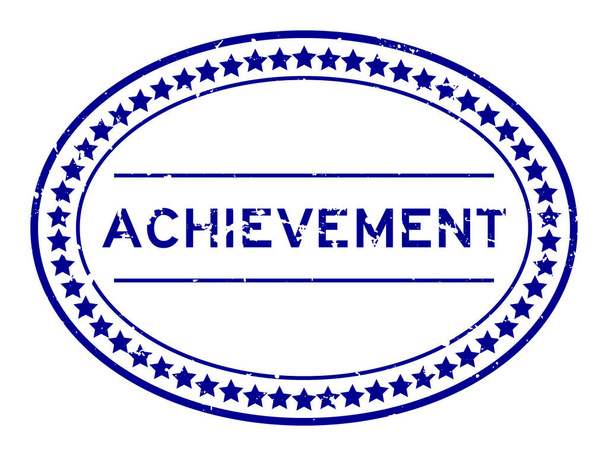 Grunge blue achievement word oval rubber seal stamp on white background - Vektor, obrázek