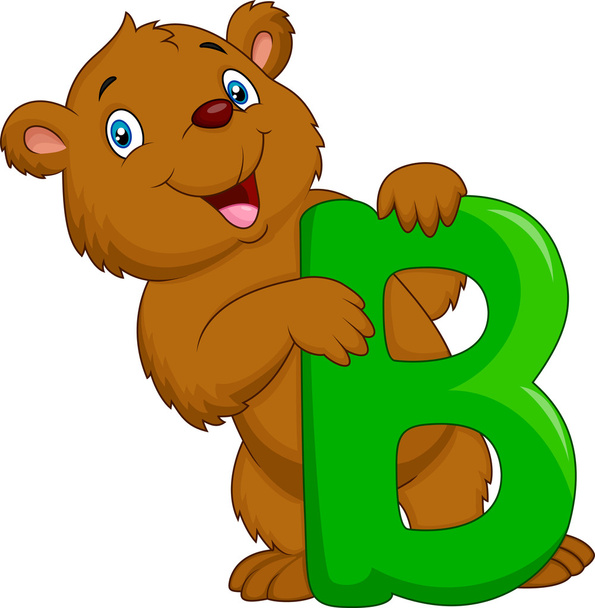 Alphabet b mit Bärenkarikatur - Vektor, Bild