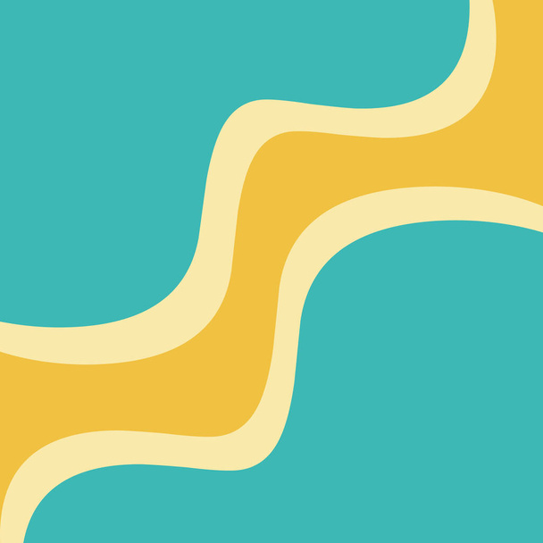 Abstract simple illustration of colorful, modern retro style diagonal wavy lines design in turquoise and yellow colors - Fotografie, Obrázek