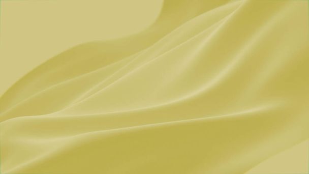 Abstrakcyjna czułość żółty jedwab tło luksusowe fala tkanina satyna pastelowy kolor tkaniny. Luksusowy płyn do pielęgnacji fali, falista konsystencja płynu. Trzęsący się materiał. 3D animacja ruch projektowanie tapety - Zdjęcie, obraz