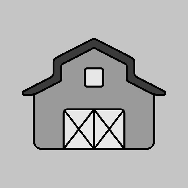 Barn isolated grayscale icon. Farm animal sign. Graph symbol for your web site design, logo, app, UI. Vector illustration - Vektor, obrázek