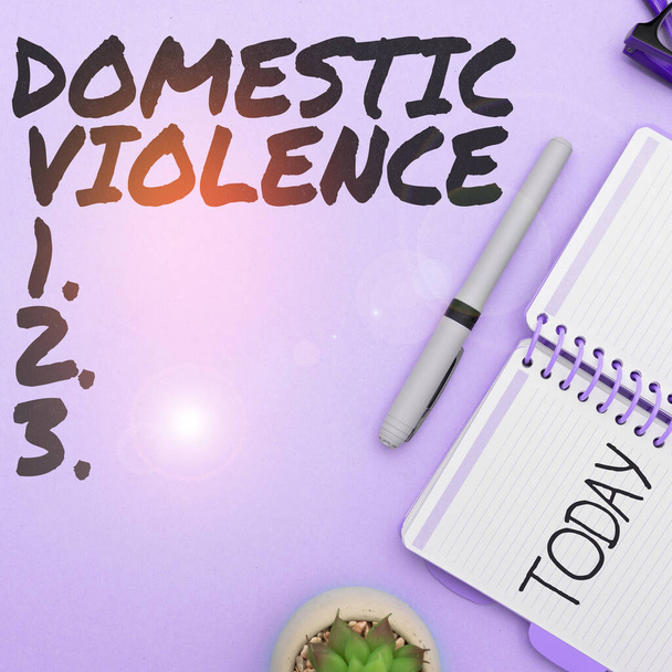 Text sign showing Domestic Violence, Business overview violent or abusive behavior directed by one family or household member - Foto, immagini