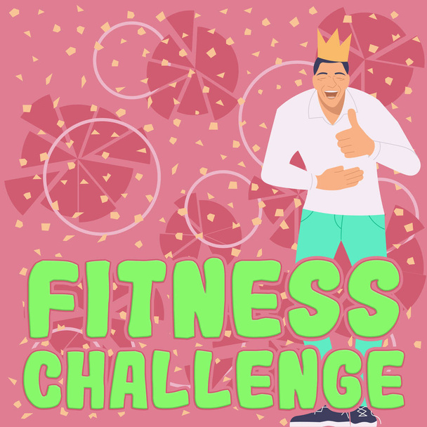 Panneau affichant Fitness Challenge, vue d'ensemble de l'état d'être en bonne forme physique et en bonne santé - Photo, image