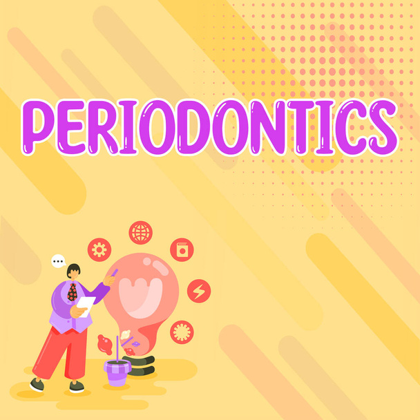 Sign displaying Periodontics, Business showcase a branch of dentistry deals with diseases of teeth, gums, cementum - Foto, Imagem