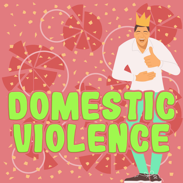 Texto de escritura Violencia doméstica, Fotografía conceptual comportamiento violento o abusivo dirigido por un miembro de la familia o del hogar - Foto, Imagen