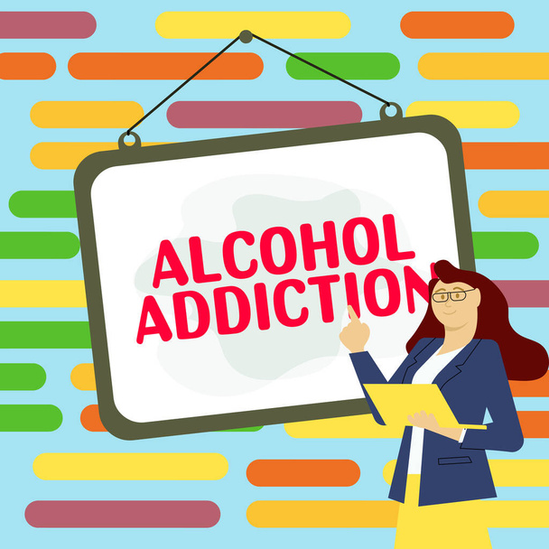 Text showing inspiration Alcohol Addiction, Business concept characterized by frequent and excessive consumption of alcoholic beverages - Foto, afbeelding