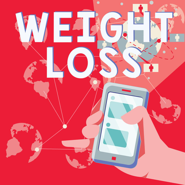 Teksten weergeven Gewichtsverlies, Zakelijk overzicht Vermindering van Body Fluid Muscle Mass Reduce Fat Dispose Tissue - Foto, afbeelding