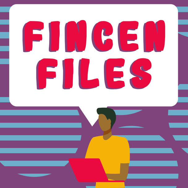 Εννοιολογική λεζάντα Fincen Files, Έννοια που σημαίνει Συναλλαγές χρηματοοικονομικών περιουσιακών στοιχείων και υποχρεώσεων - Φωτογραφία, εικόνα