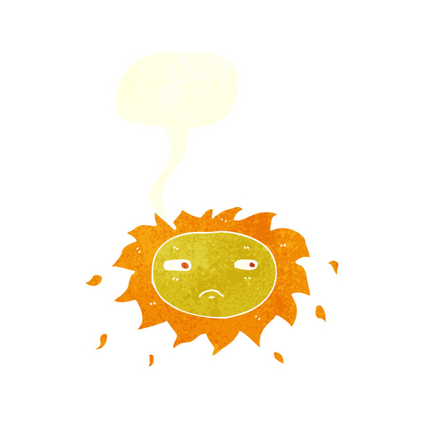 cartoon sad sun with speech bubble - Vektor, kép