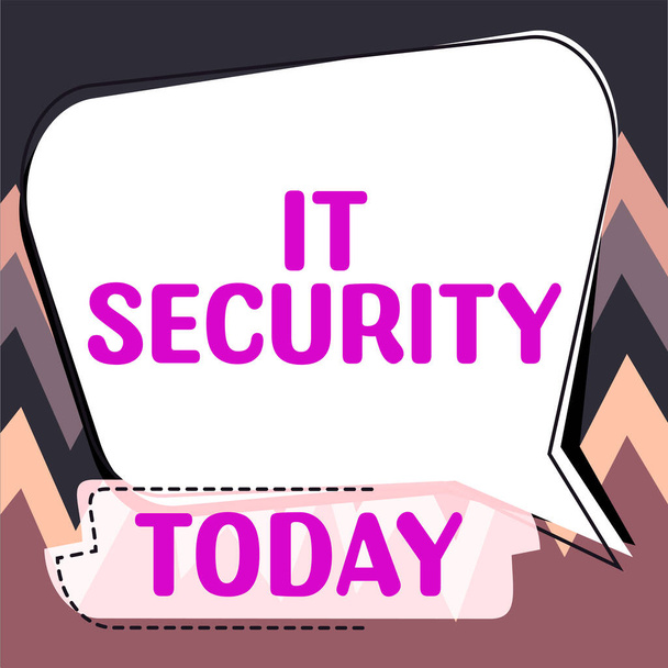 Text caption presenting It Security, Business showcase Protection of internet connected systems from cyber attacks - Foto, Imagem