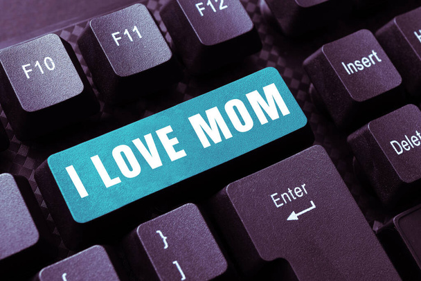 Κείμενο γραφής Αγαπώ τη μαμά, Επιχειρηματική ιδέα Καλά συναισθήματα για τη μητέρα μου Στοργή αγάπη ευτυχία - Φωτογραφία, εικόνα