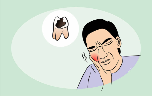 Toothache and broken tooth vector illustration design - Vetor, Imagem