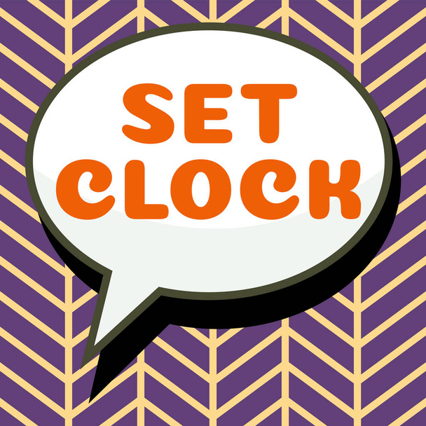 Tekstin näyttäminen Set Clock, Business showcase laittaa sen oikeaan aikaan tai muuttaa kellonajan myöhemmäksi - Valokuva, kuva