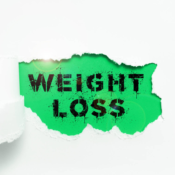 Inspiratie met teken Gewichtsverlies, Zakelijke aanpak Vermindering van Body Fluid Muscle Mass Reduce Fat Dispose Weefsel - Foto, afbeelding