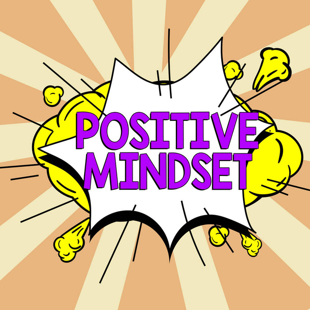 Text sign showing Positive Mindset, Conceptual photo mental and emotional attitude that focuses on bright side - Photo, Image