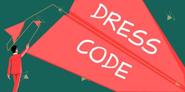 Visualización conceptual Código de vestimenta, Concepto de Internet una forma aceptada de vestir para una ocasión o grupo en particular - Foto, Imagen