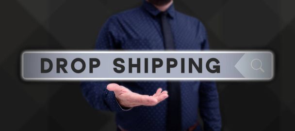 Έμπνευση που δείχνει σημάδι Drop Shipping, Επιχειρηματική επισκόπηση για να στείλετε τα προϊόντα από έναν κατασκευαστή απευθείας σε έναν πελάτη αντί για τον λιανοπωλητή - Φωτογραφία, εικόνα