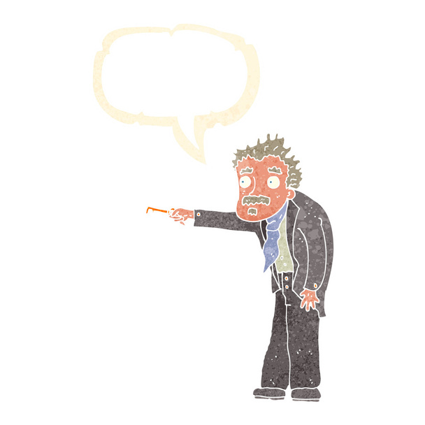 uomo dei cartoni animati tremante con chiave di sblocco con bolla discorso - Vettoriali, immagini