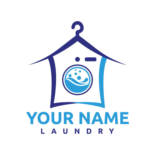 ランドリーサービスのロゴ。ベクトル画像。洗濯ロゴと家庭用洗濯イラスト｜イラスト - ベクター画像