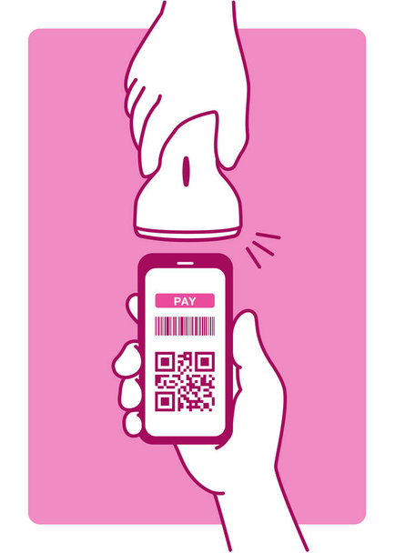 Store reading type QR code payment,vector illustrationbarcode, QR code payment shopping  - Vektor, Bild