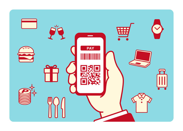 QR code smartphone payment,vector illustration. barcode, QR code payment shopping  - Zdjęcie, obraz