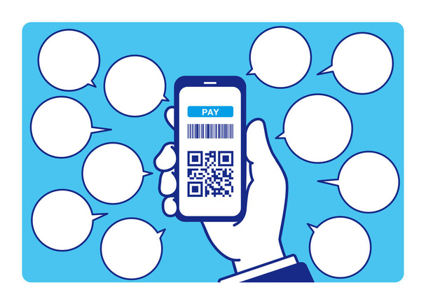 QR code smartphone payment,vector illustration. barcode, QR code payment shopping  - Fotografie, Obrázek