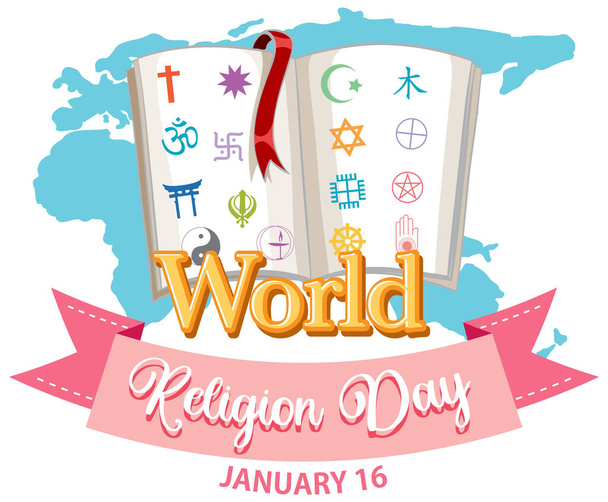 Ilustração do projeto da bandeira do Dia Mundial da Religião - Vetor, Imagem