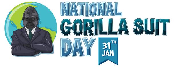 Nationale Gorilla Maatpak Dag Banner illustratie - Vector, afbeelding