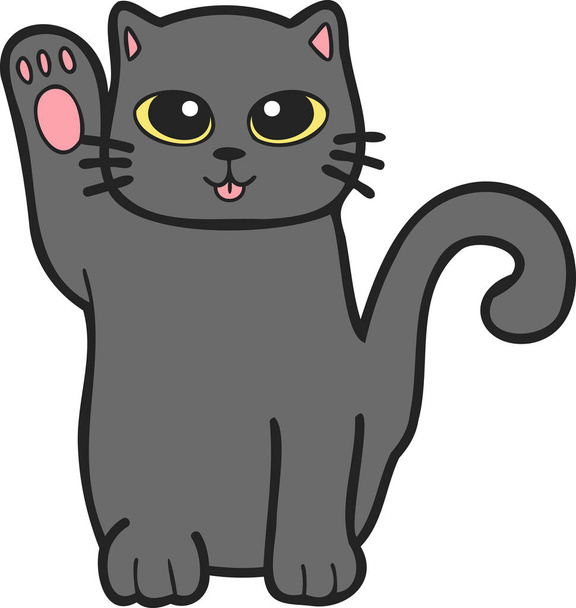 Hand Drawn Maneki Neko or lucky cat illustration in doodle style isolated on background - Vektor, kép