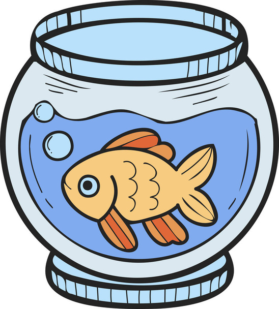 Hand Drawn Fish Bowl ілюстрація в стилі каракулів ізольований на задньому плані - Вектор, зображення
