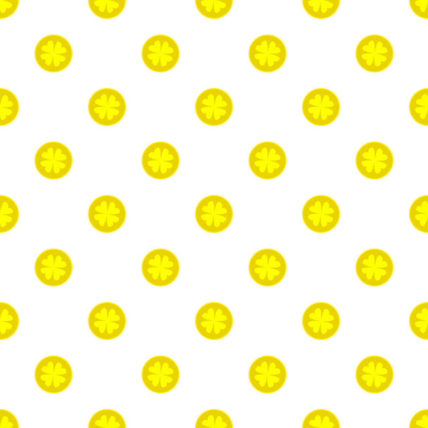 Patrick clover coins. Patrick icon. Vector seamless pattern. Traditional design. Nature concept. - Vecteur, image