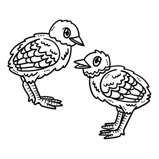 A cute and funny coloring page of a Baby Turkey. Provides hours of coloring fun for children. Color, this page is very easy. Suitable for little kids and toddlers. - Vetor, Imagem