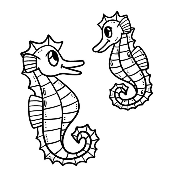 A cute and funny coloring page of a Baby Seahorse. Provides hours of coloring fun for children. Color, this page is very easy. Suitable for little kids and toddlers. - Wektor, obraz