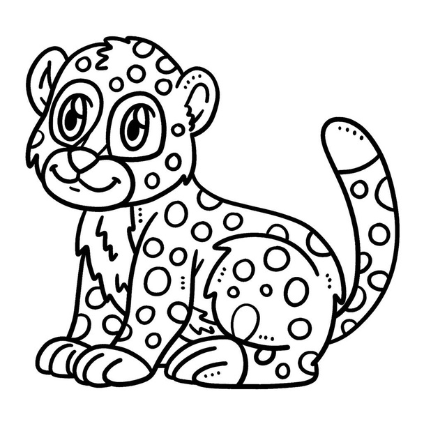 A cute and funny coloring page of a Baby Cheetah. Provides hours of coloring fun for children. Color, this page is very easy. Suitable for little kids and toddlers. - Vector, imagen