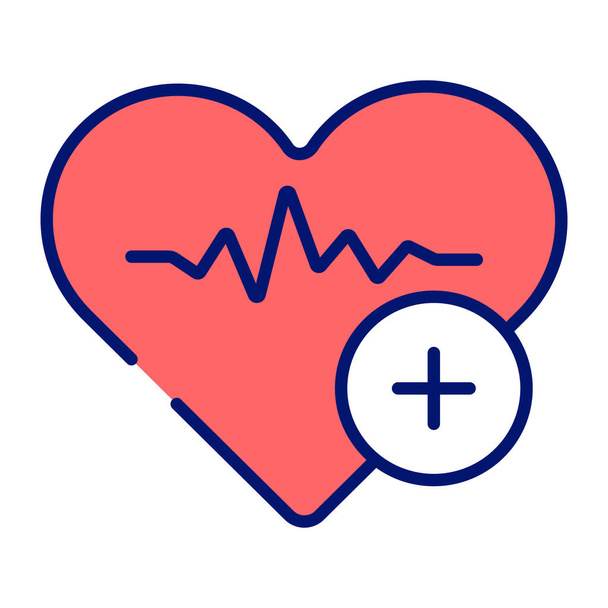Heartbeat on heart with medical sign denoting concept of heart health - Vetor, Imagem