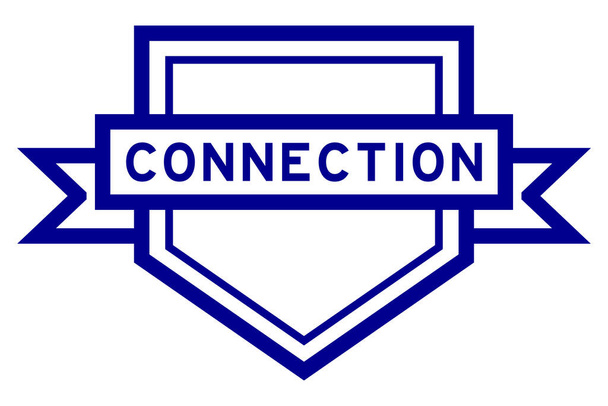 Vintage blue color pentagon label banner with word connection on white background - Vektor, obrázek